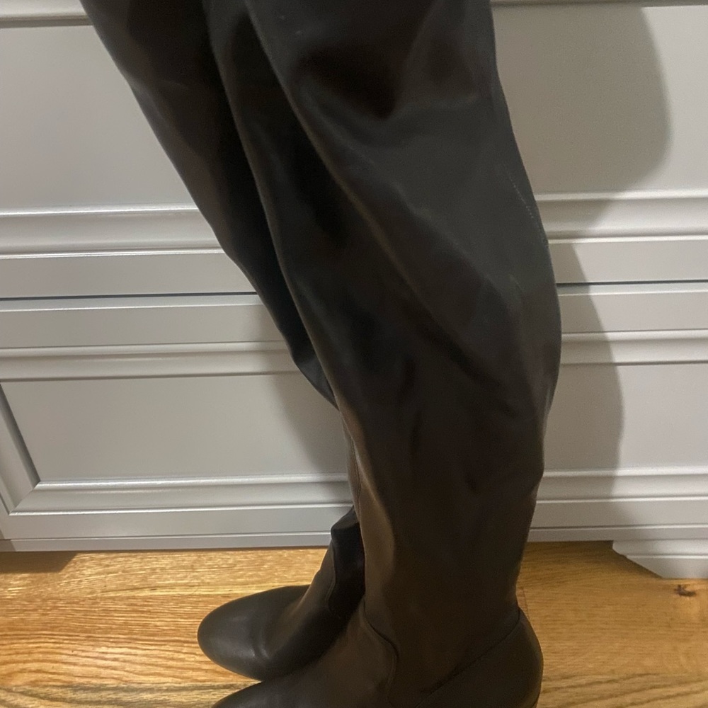 Bar III Womens Gabrie over the knee fuax leather boots